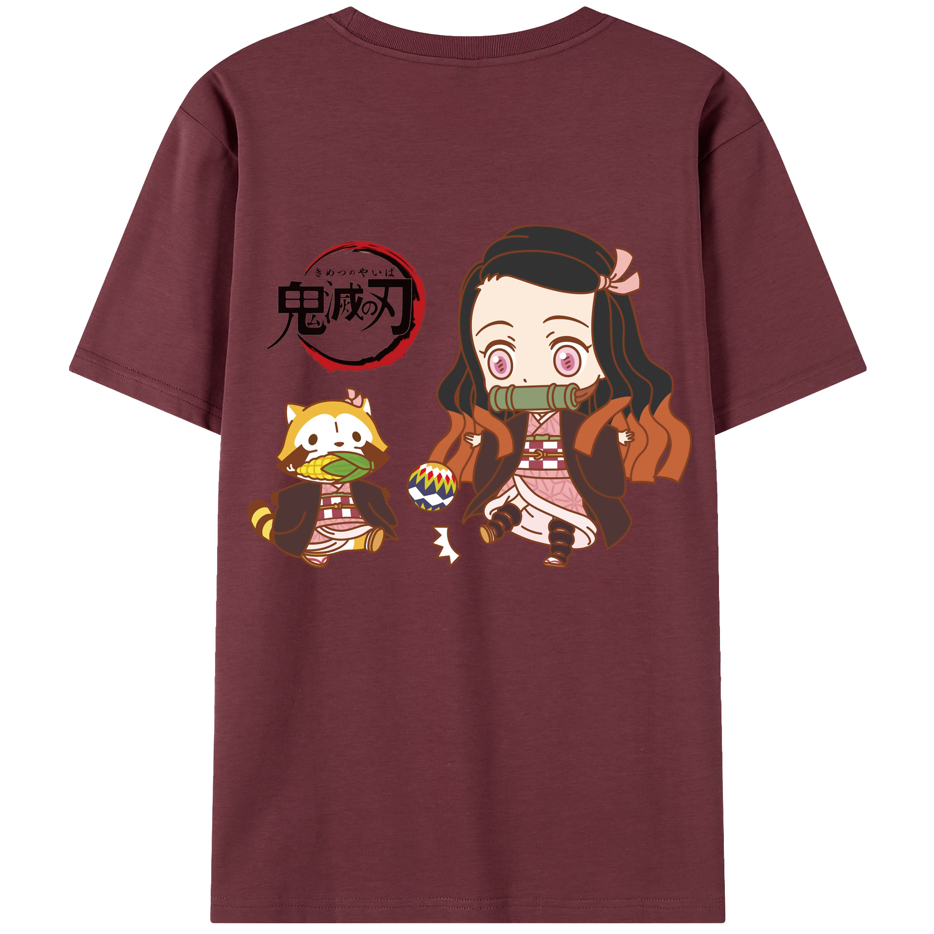 （画像用） 鬼滅の刃（きめつのやいば）竈門 禰󠄀豆子／かまど ねずこ Kamado Nezuko 綿100％半袖Tシャツ（背面プリント）